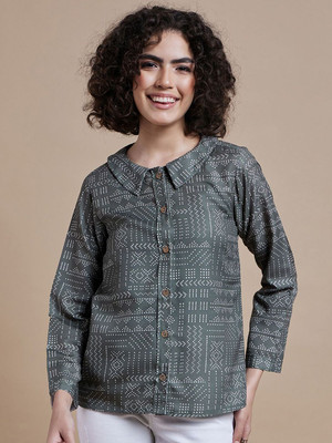 CORSICA Women Printed Casual Green Shirt