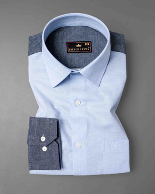 french crown Men Self Design Casual Grey Shirt