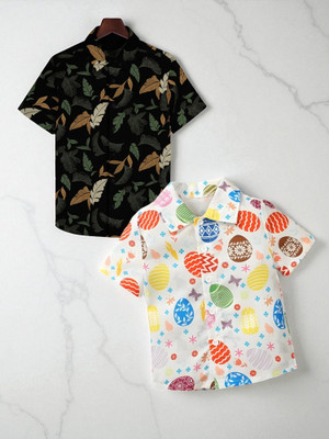 RAVYA TRENDZ Boys Printed, Checkered Casual Multicolor Shirt(Pack of 2)