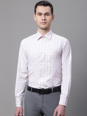 CANTABIL Men Checkered Formal White, Blue Shirt