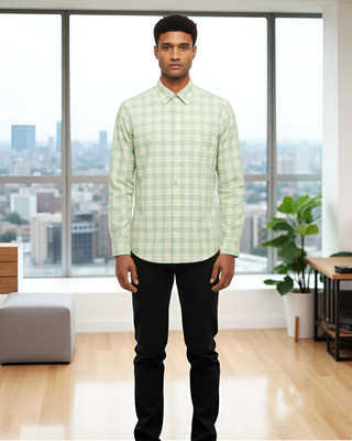 menvy Men Striped Casual Light Blue Shirt