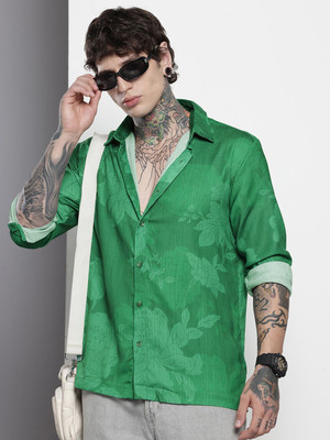 The Indian Garage Co. Men Floral Print Beach Wear Green Shirt