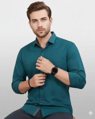 METRONAUT Men Solid Casual Blue Shirt