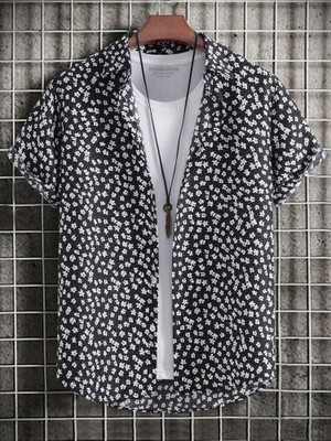 Prinza Men Printed Casual Grey Shirt