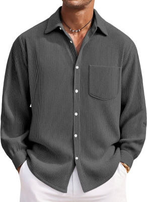 JACKBELLA Men Self Design Casual Black Shirt