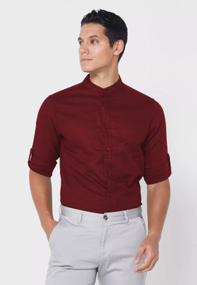 SGF TREND Men Solid Casual Maroon Shirt