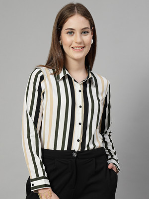 Style Quotient Women Striped Formal White Shirt