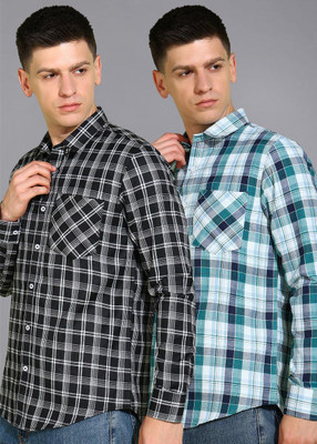 Moda Rapido Men Checkered Casual Multicolor Shirt(Pack of 2)