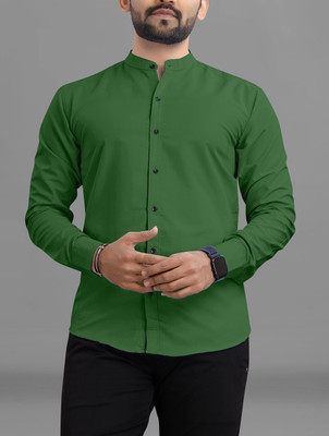 RAHUL LOOK Men Solid Casual Dark Green Shirt
