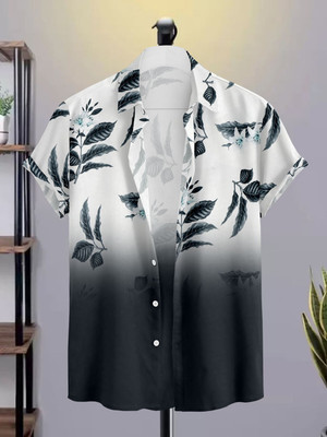 LAMBOO Men Printed Casual Black, White Shirt
