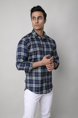 Tanip Men Checkered Casual Green Shirt