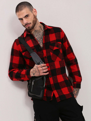SHOWOFFFF Men Checkered Casual Red Shirt