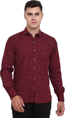 V-MART Men Geometric Print Casual Red Shirt