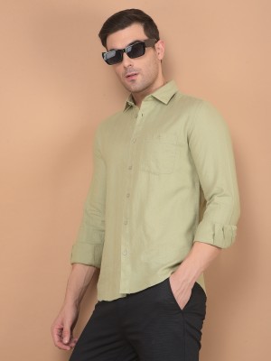 CRIMSOUNE CLUB Men Solid Casual Green Shirt