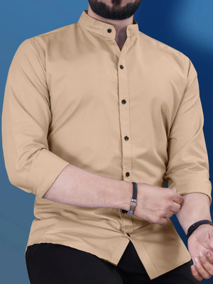 VeBNoR Men Solid Casual Brown Shirt