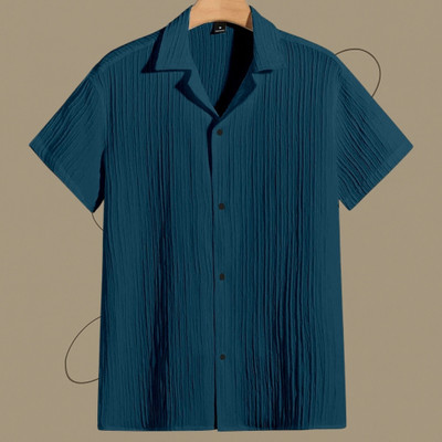 Look Trendy Men Self Design Casual Blue Shirt