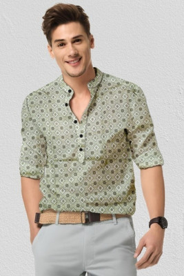 ISUEL FAB Men Floral Print Casual Blue Shirt