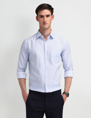 ARROW Men Self Design Formal Blue Shirt