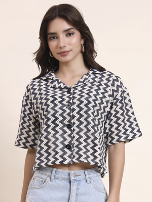 Sofisty Women Printed Beach Wear Black Shirt