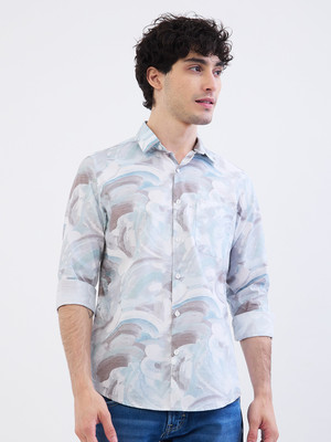 Spykar Men Printed Casual Blue Shirt