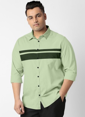 Aloof Men Striped Casual Dark Green, Light Green Shirt