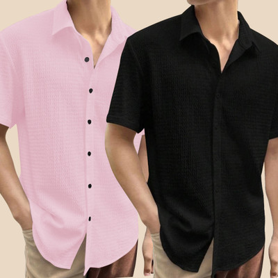 METRONAUT Men Solid Casual Multicolor Shirt(Pack of 2)