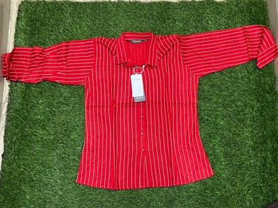 IBFASHION Women Striped Formal Red Shirt