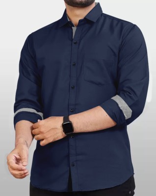 EyeBogler Men Self Design Casual Black Shirt