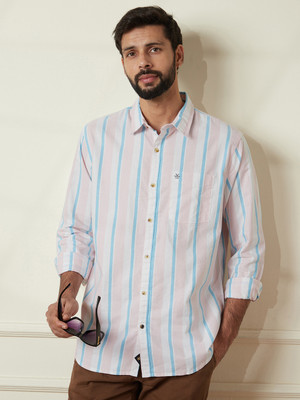WROGN Men Striped Casual Pink Shirt