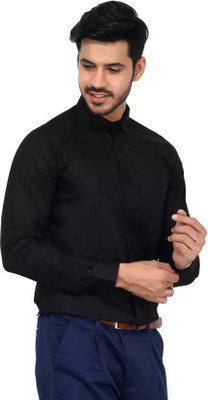 James & Warne Men Solid Formal Black Shirt