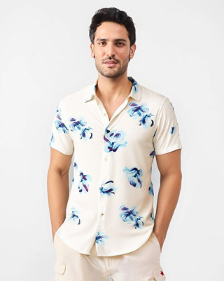 Manamrut Men Printed Casual Beige Shirt