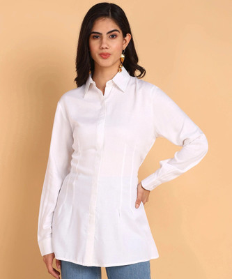 Edyssa Women Solid Casual White Shirt