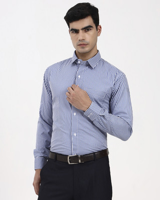 Ya Qalbi Men Checkered Formal Blue Shirt