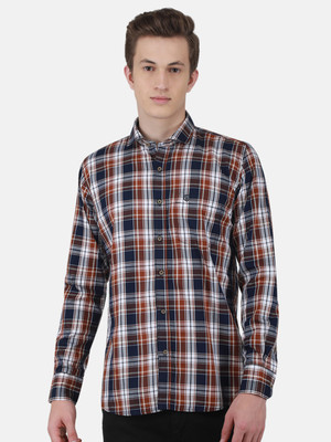 DUKE Men Checkered Casual Brown Shirt