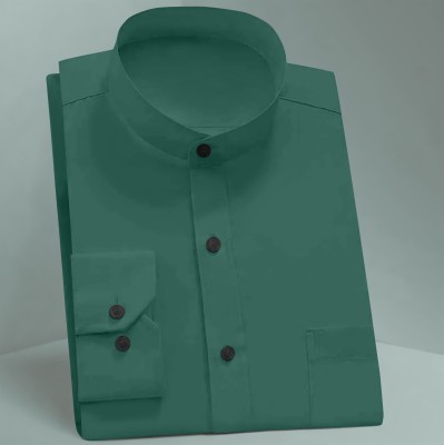 James Carson Men Solid Casual Dark Green Shirt