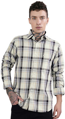 french crown Men Checkered Casual Green Shirt