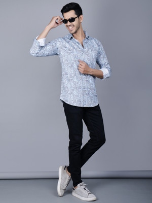 Crazy Sparkles Men Printed Casual Blue, Dark Blue Shirt
