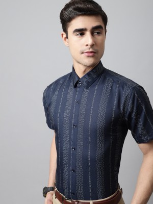 JAINISH Men Printed Casual Dark Blue Shirt