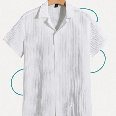 Dharamraj Fashion Men Self Design Casual White Shirt