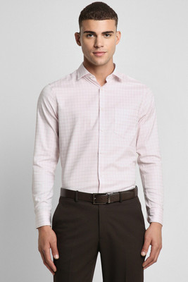 PETER ENGLAND Men Checkered Formal Pink Shirt