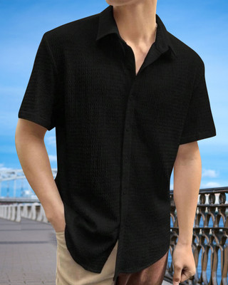 METRONAUT Men Solid Casual Black Shirt