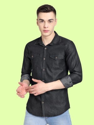 Carbonn Cloth Men Washed Casual Black Shirt