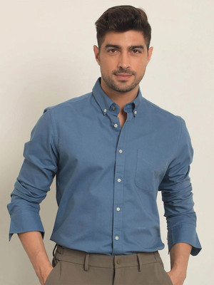 RARE RABBIT Men Solid Casual Blue Shirt