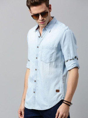 Roadster Men Floral Print Casual Blue Shirt