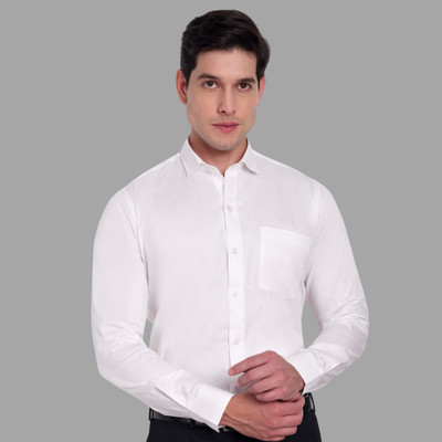 GarmentGlobes Men Solid Formal White Shirt
