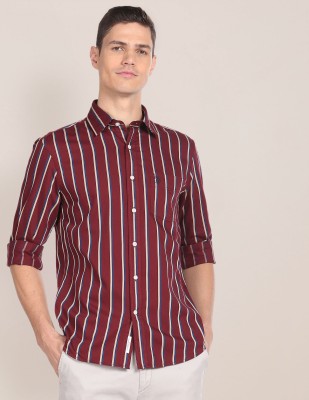 U.S. POLO ASSN. Men Striped Casual Red, White, Dark Blue Shirt