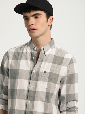 THE BEAR HOUSE Men Checkered Casual Grey Shirt