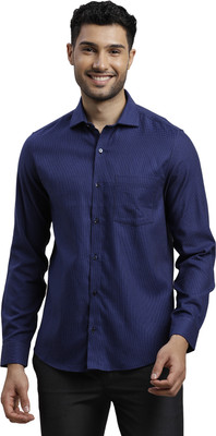 TURTLE Men Self Design Formal Blue Shirt