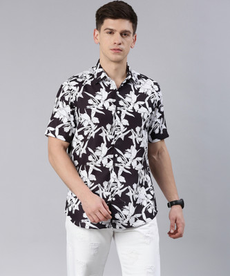 Bushirt Men Printed Casual Black Shirt