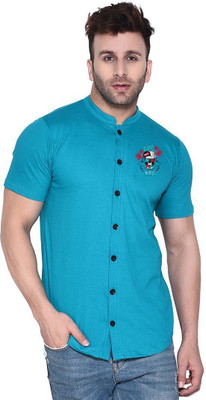 GEUM Men Printed Casual Light Green Shirt